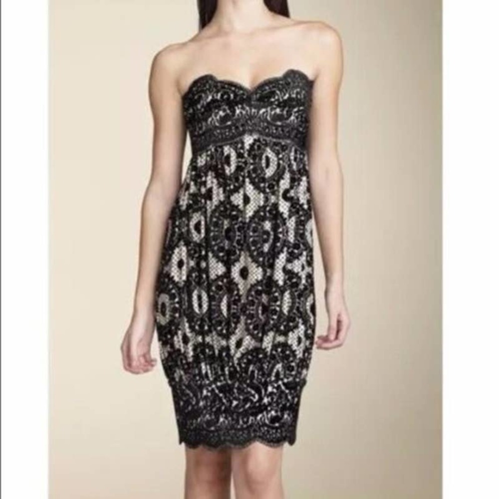 Diane Von Furstenberg Dress Marcell Ivory Black Velvet Burnout Strapless Dress 8